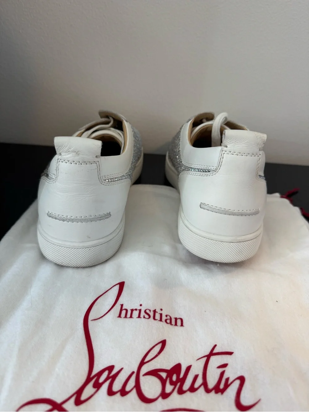 Christian Louboutin Silver Crystal Low-Top Sneakers (42)